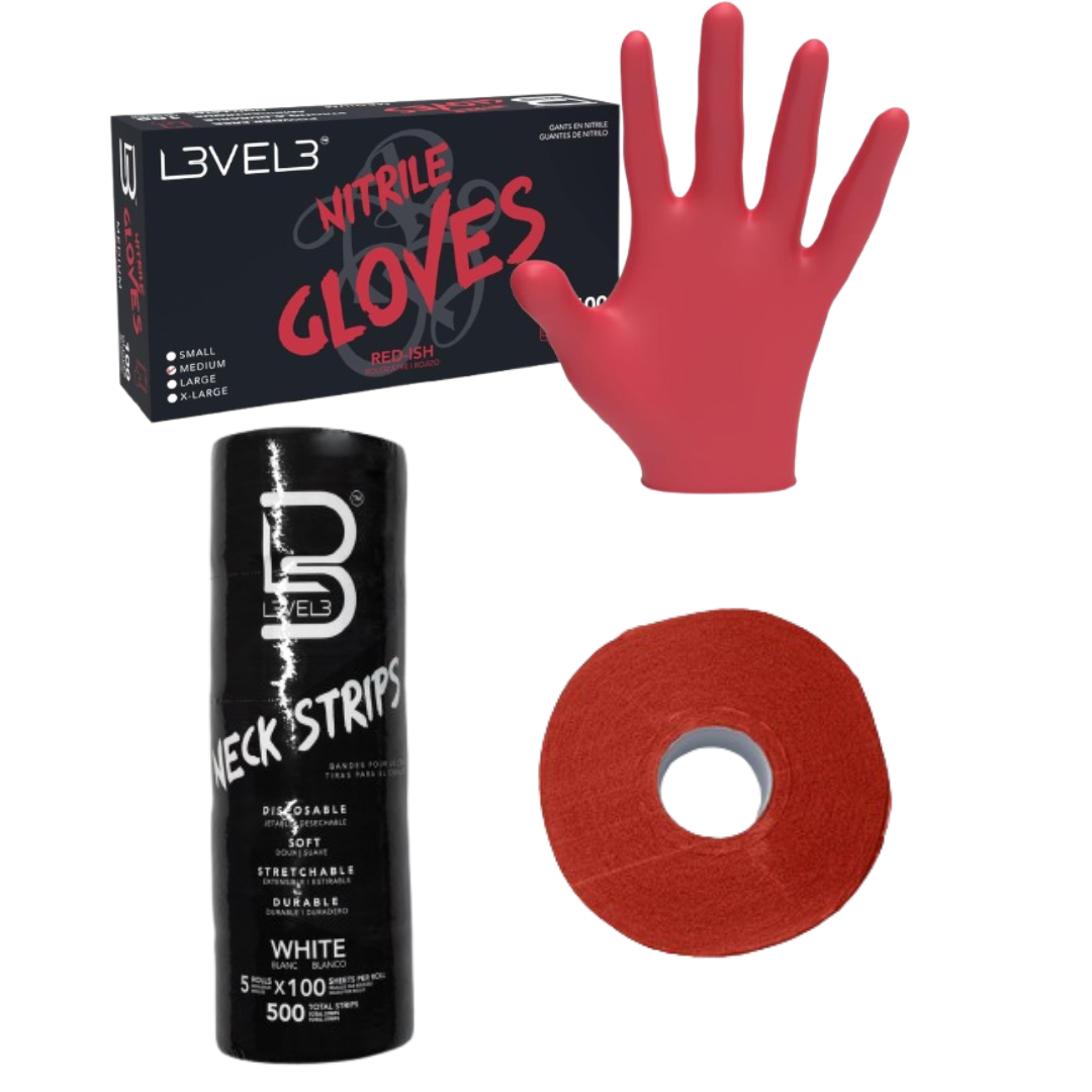 Level 3 Red Neck Strip & Red Gloves