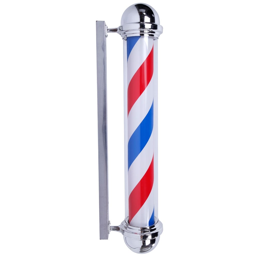 BARBER SHOP POLE RED WHITE BLUE ROTATING LIGHT STRIPES SIGN HAIR SALON MEASUREMENTS 82x35x27