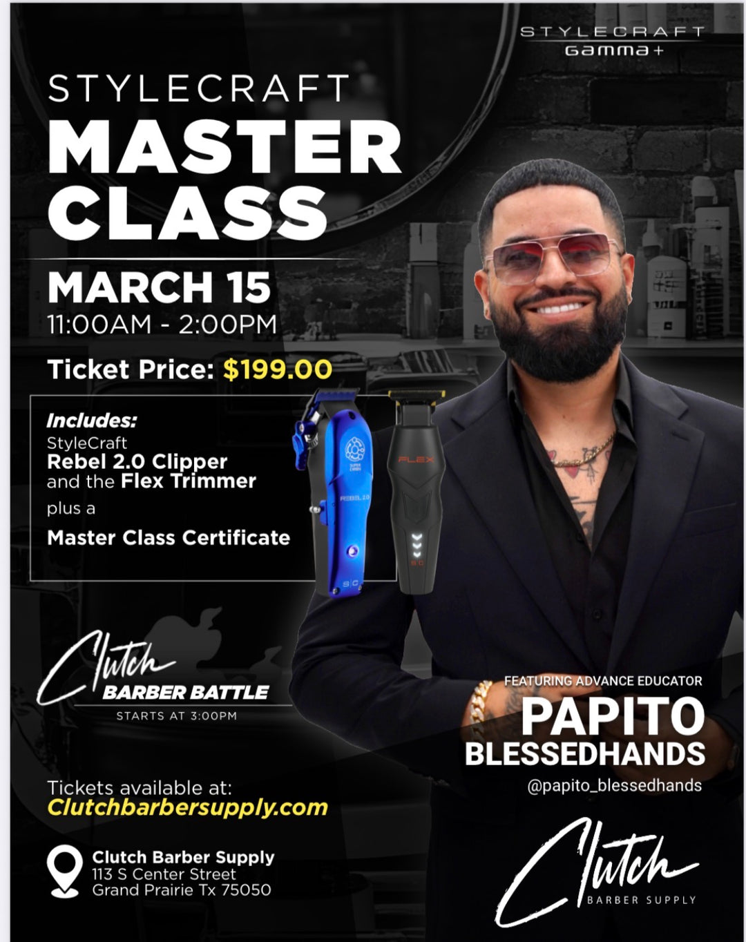 Stylecraft Master Class includes 1 Rebel 2.0 Clipper 1 Flex Trimmer & certificate of completion